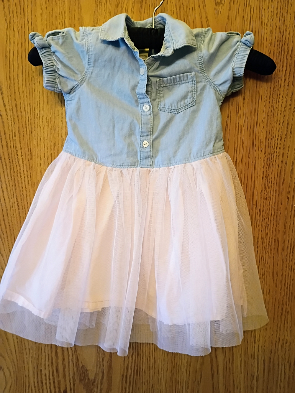 OshKosh B'gosh Light Blue Chambray Top with White Tulle Skirt Dress